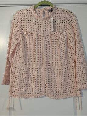NWT J. Crew Eyelet Peplum Blouse in Pale Pink